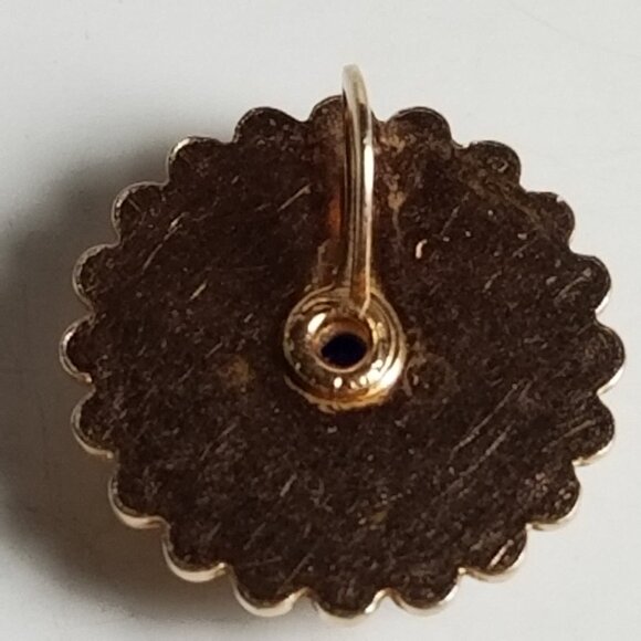 ✅Vintage Blue Lapis Round Cabochon Pendant gold metal Real gemstone Hand Crafted - Picture 6 of 10